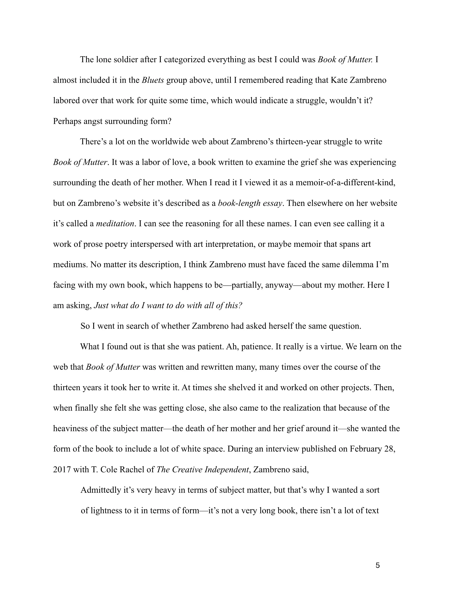 Page 5 of Organization in Memoir