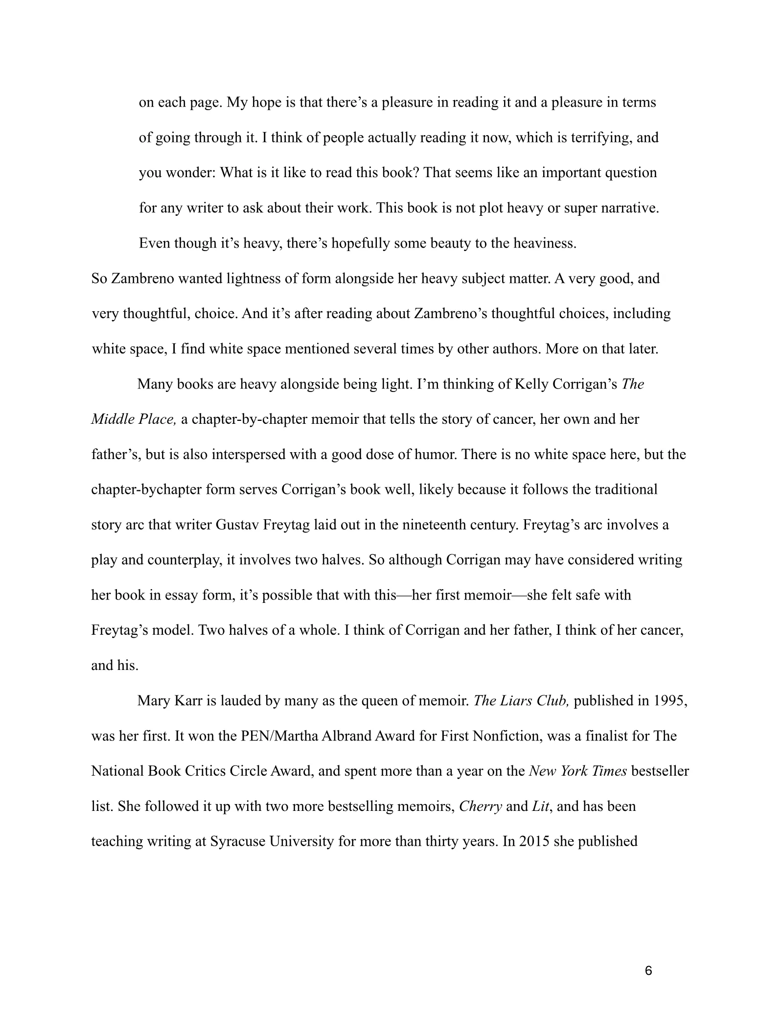 Page 6 of Organization in Memoir